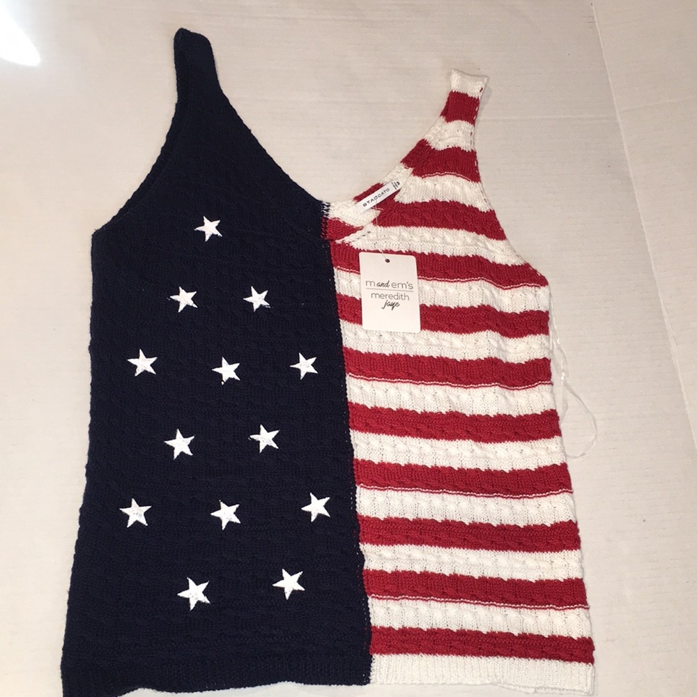 NWT Staccato All American Tank Top Patriotic Sweater Tank | Size M